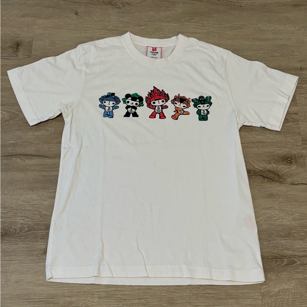 Olympics Vintage Beijing 2008 Mascot White Graphic T-Shirt